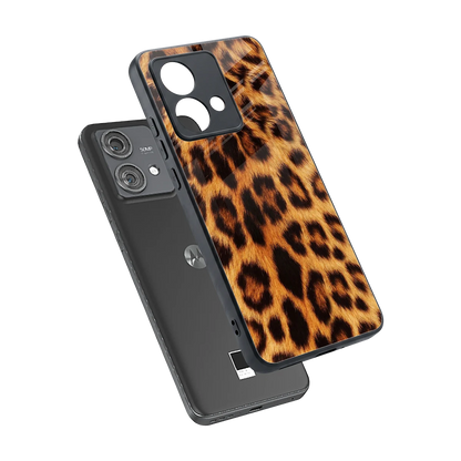 Cheetah Fur sleek motorola edge 40 neo 5g cover with tempered glass back and TPU edges