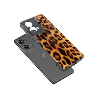 Cheetah Fur sleek motorola edge 50 fusion cover with tempered glass back and TPU edges
