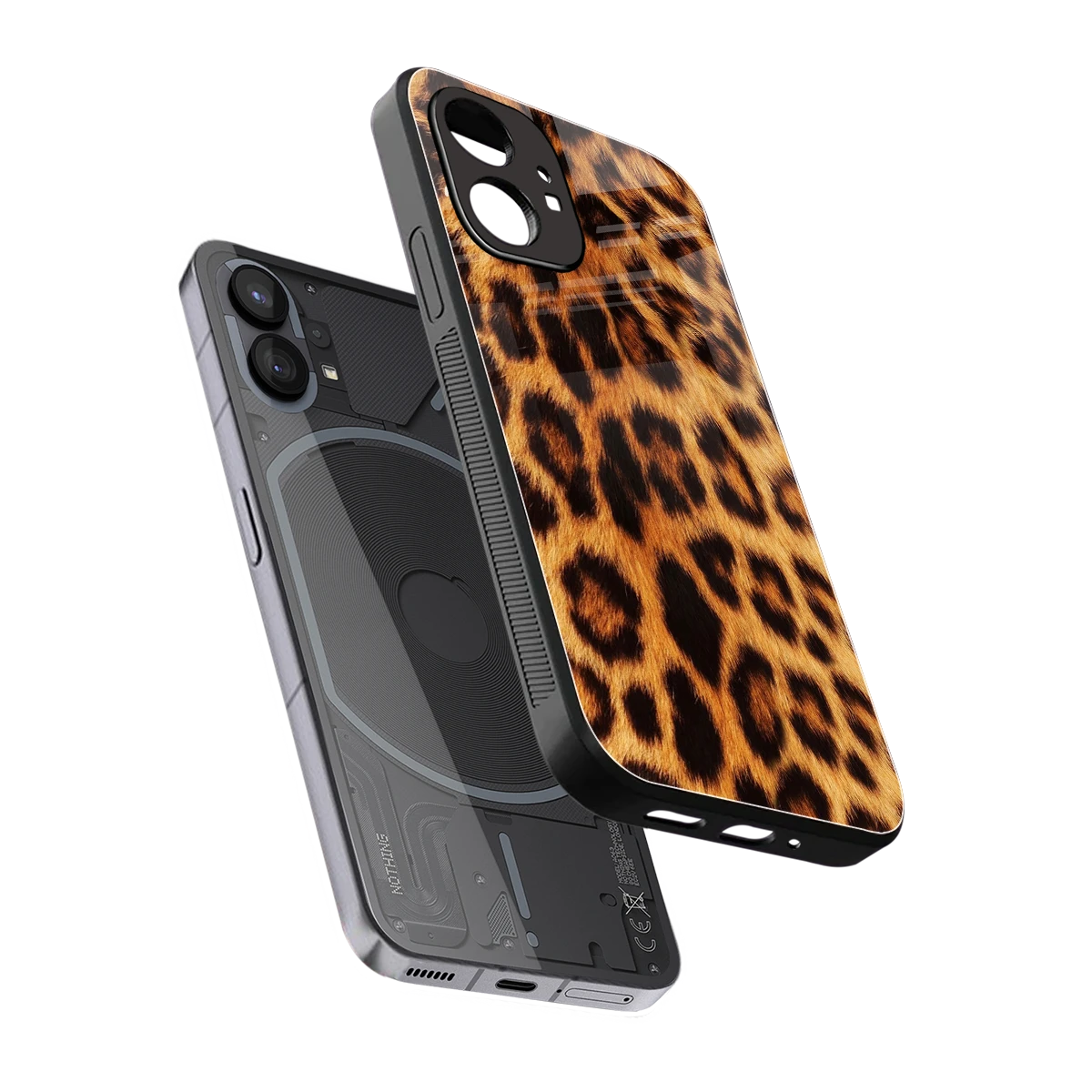 Cheetah Fur sleek nothing phone 1 cover with tempered glass back and TPU edges