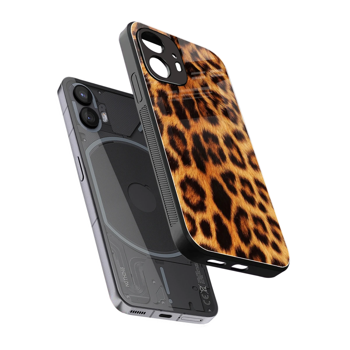 Cheetah Fur sleek nothing phone 2 cover with tempered glass back and TPU edges