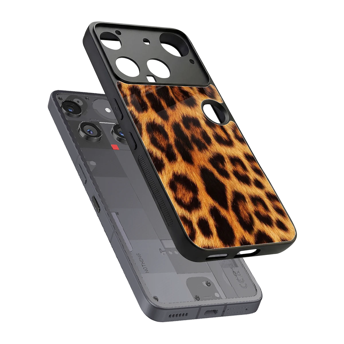 Cheetah Fur sleek nothing phone 3 cover with tempered glass back and TPU edges