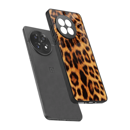 Cheetah Fur sleek oneplus 13r cover with tempered glass back and TPU edges