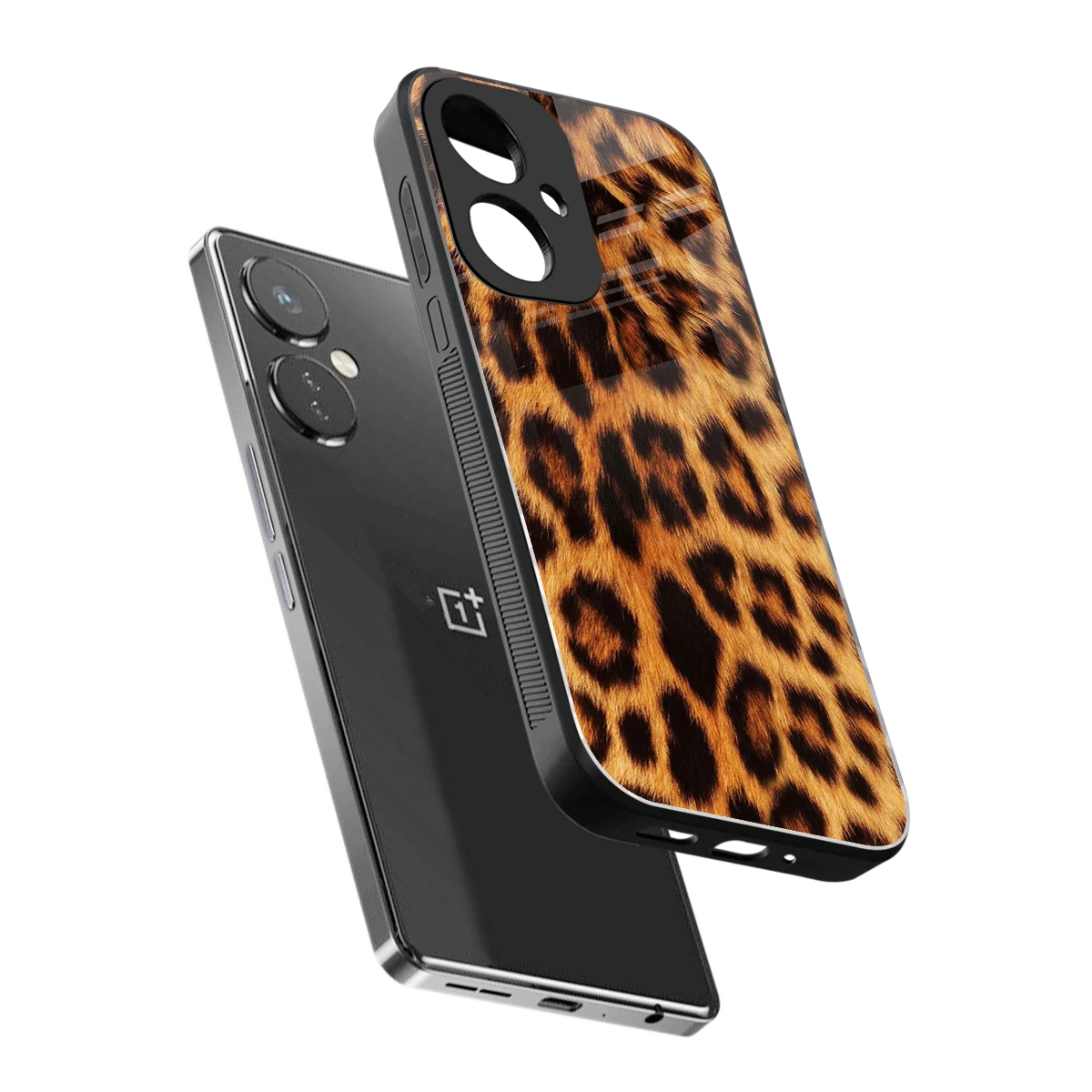 Cheetah Fur sleek oneplus nord ce 3 cover with tempered glass back and TPU edges