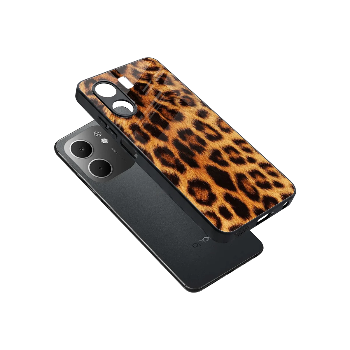 Cheetah Fur sleek oppo a5x 5g cover with tempered glass back and TPU edges