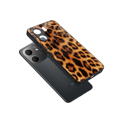 Cheetah Fur sleek oppo a5x 5g cover with tempered glass back and TPU edges