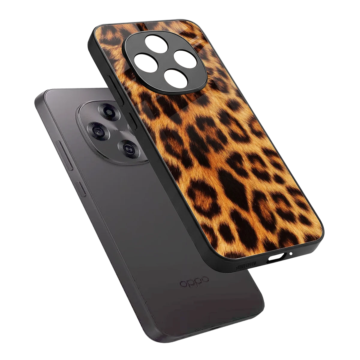 Cheetah Fur sleek oppo f31 pro 5g cover with tempered glass back and TPU edges