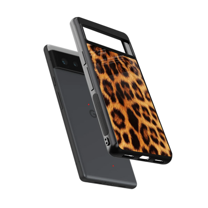 Cheetah Fur sleek google pixel 6a cover with tempered glass back and TPU edges
