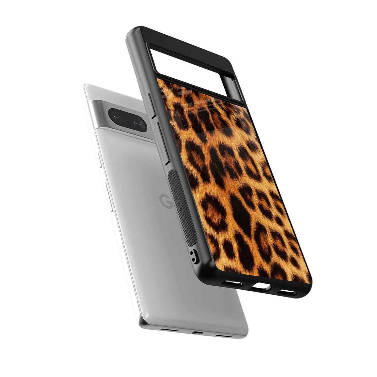 Cheetah Fur sleek google pixel 7a cover with tempered glass back and TPU edges