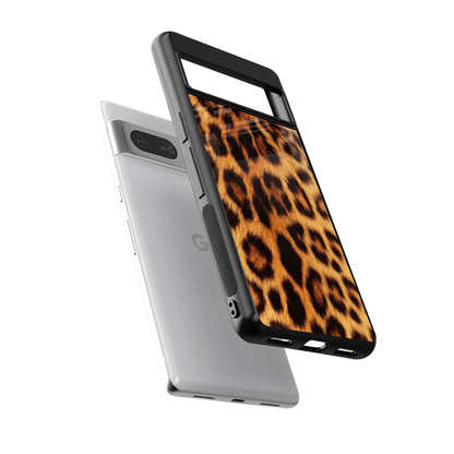 Cheetah Fur sleek google pixel 7 cover with tempered glass back and TPU edges