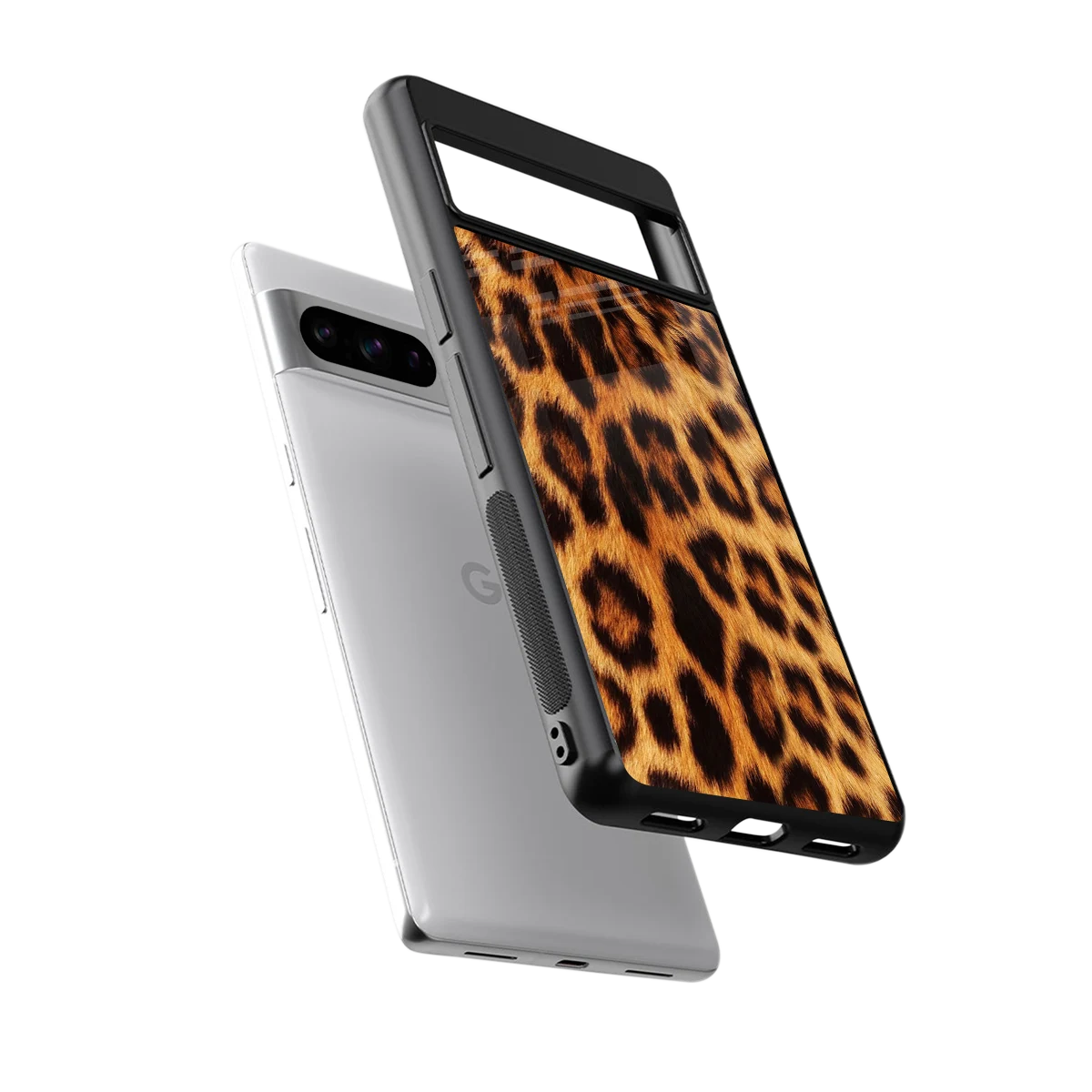 Cheetah Fur sleek google pixel 8 pro cover with tempered glass back and TPU edges