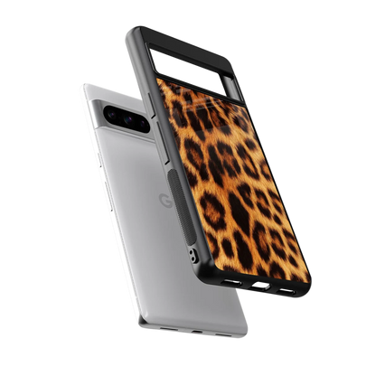 Cheetah Fur sleek google pixel 8 pro cover with tempered glass back and TPU edges
