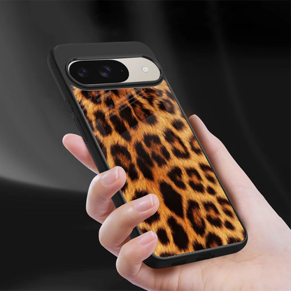 Cheetah Fur sleek google pixel 9 cover with tempered glass back and TPU edges