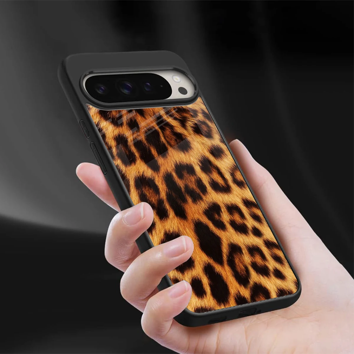 Cheetah Fur sleek google pixel 9 pro xl cover with tempered glass back and TPU edges