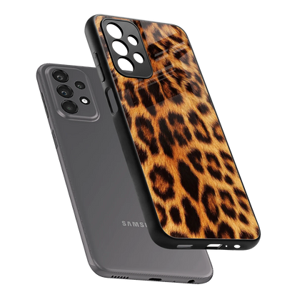 Cheetah Fur sleek samsung galaxy a23 cover with tempered glass back and TPU edges