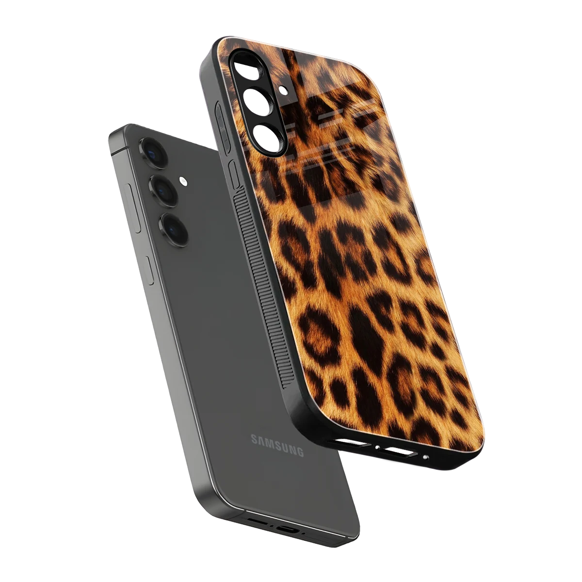 Cheetah Fur sleek samsung galaxy m35 5g cover with tempered glass back and TPU edges