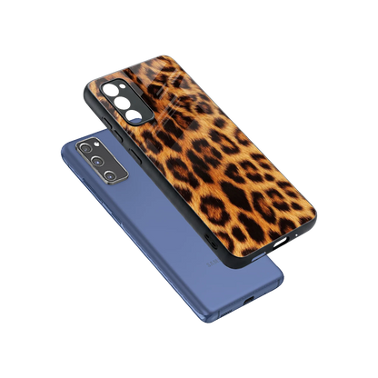 Cheetah Fur sleek samsung galaxy s20 fe cover with tempered glass back and TPU edges