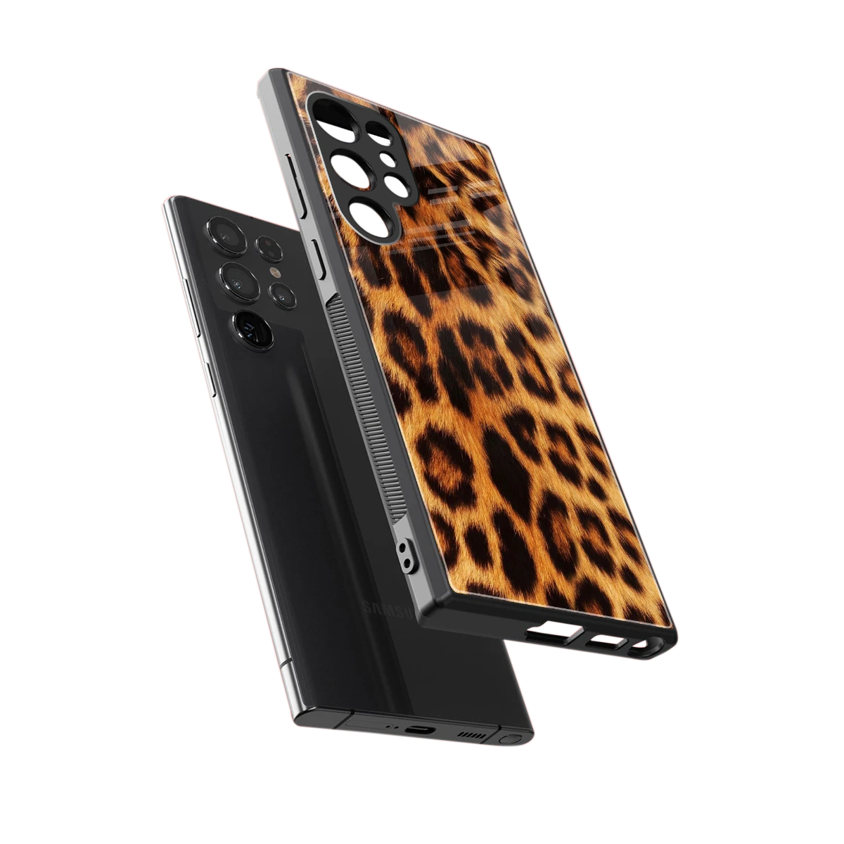 Cheetah Fur sleek samsung galaxy s23 ultra cover with tempered glass back and TPU edges