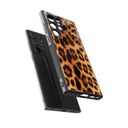 Cheetah Fur sleek samsung galaxy s23 ultra cover with tempered glass back and TPU edges