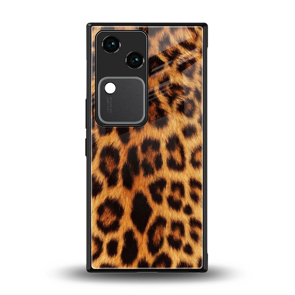 Cheetah Fur back phone cover | glass case for vivo v30