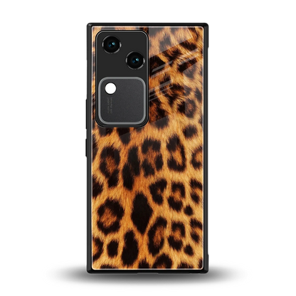 Cheetah Fur back phone cover | glass case for vivo v30