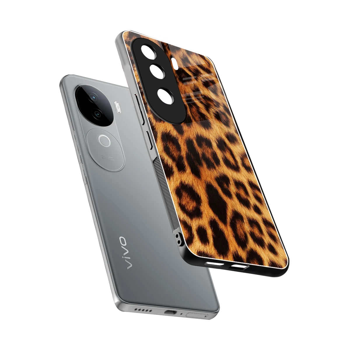 Cheetah Fur sleek vivo v40e cover with tempered glass back and TPU edges