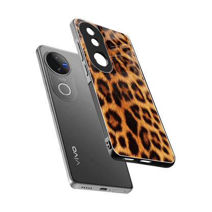Cheetah Fur sleek vivo v50 cover with tempered glass back and TPU edges