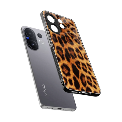 Cheetah Fur sleek vivo v60 cover with tempered glass back and TPU edges