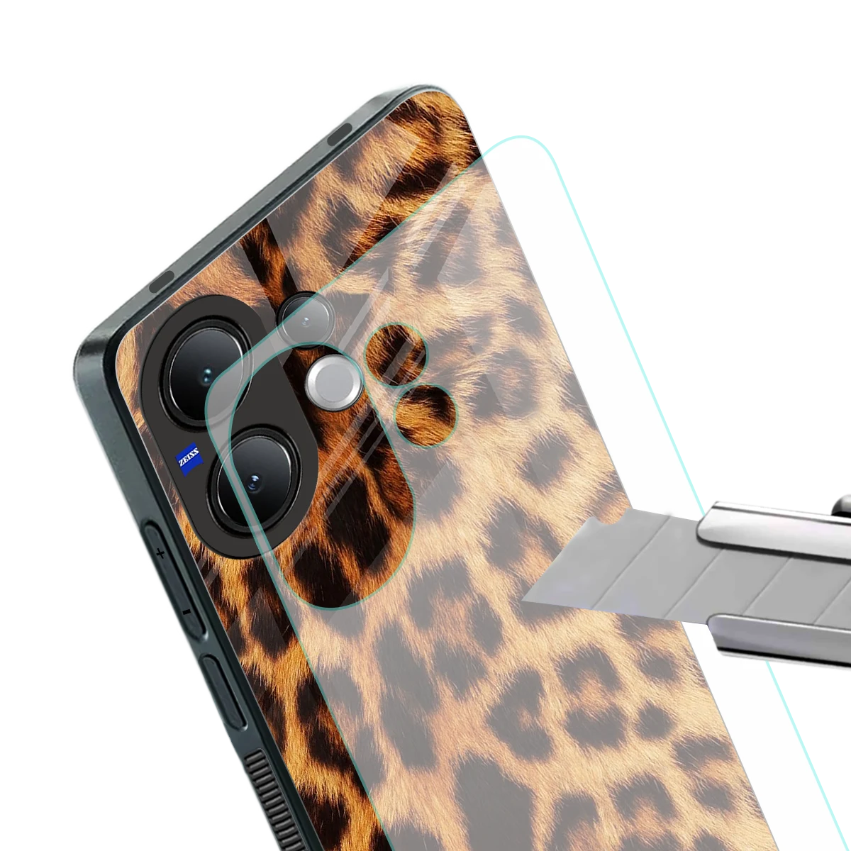 Cheetah Fur stylish phone case for vivo v60 | glossy glass and slim fit