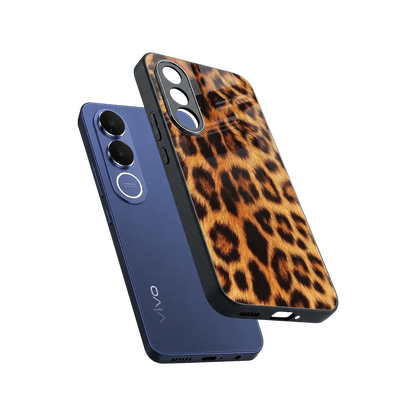 Cheetah Fur sleek vivo v70 fe cover with tempered glass back and TPU edges