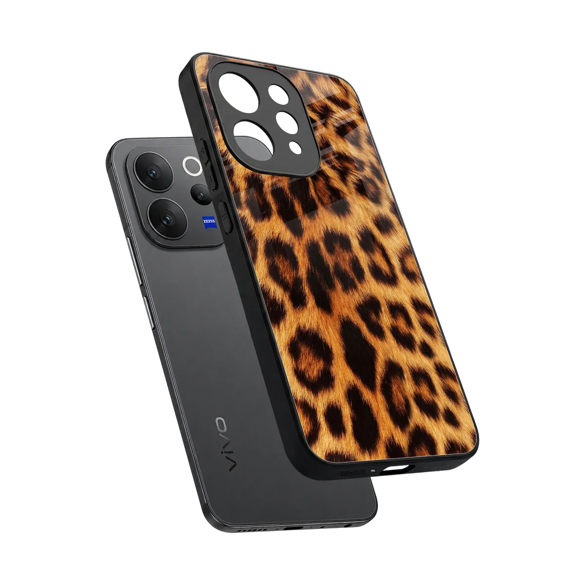 Cheetah Fur sleek vivo v70 cover with tempered glass back and TPU edges