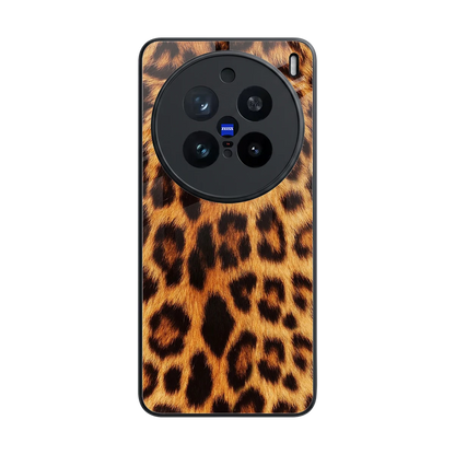 Cheetah Fur back phone cover | glass case for vivo x200 pro