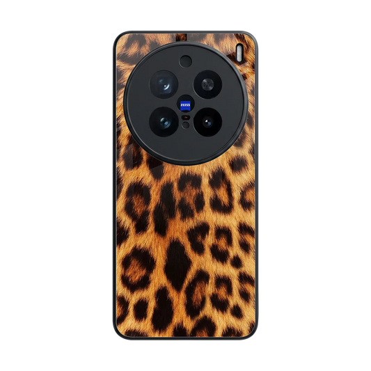 Cheetah Fur back phone cover | glass case for vivo x200 pro