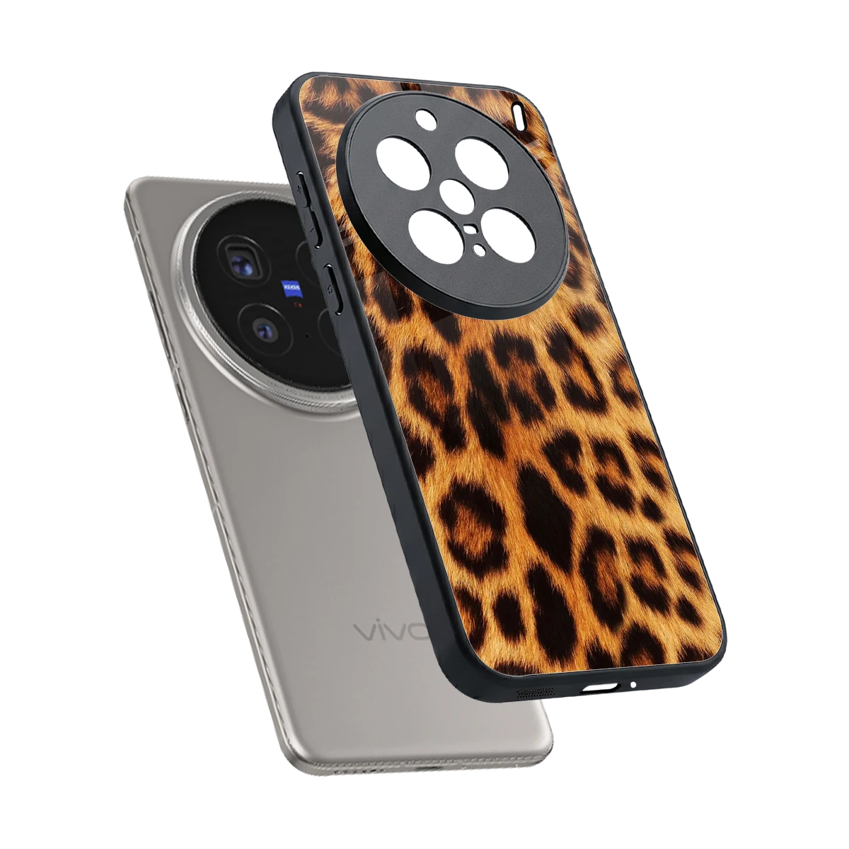 Cheetah Fur sleek vivo x200 pro cover with tempered glass back and TPU edges