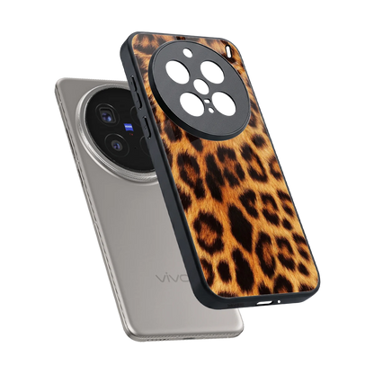 Cheetah Fur sleek vivo x200 pro cover with tempered glass back and TPU edges