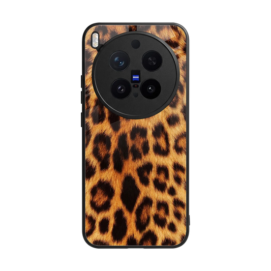 Cheetah Fur back phone cover | glass case for vivo x300 pro