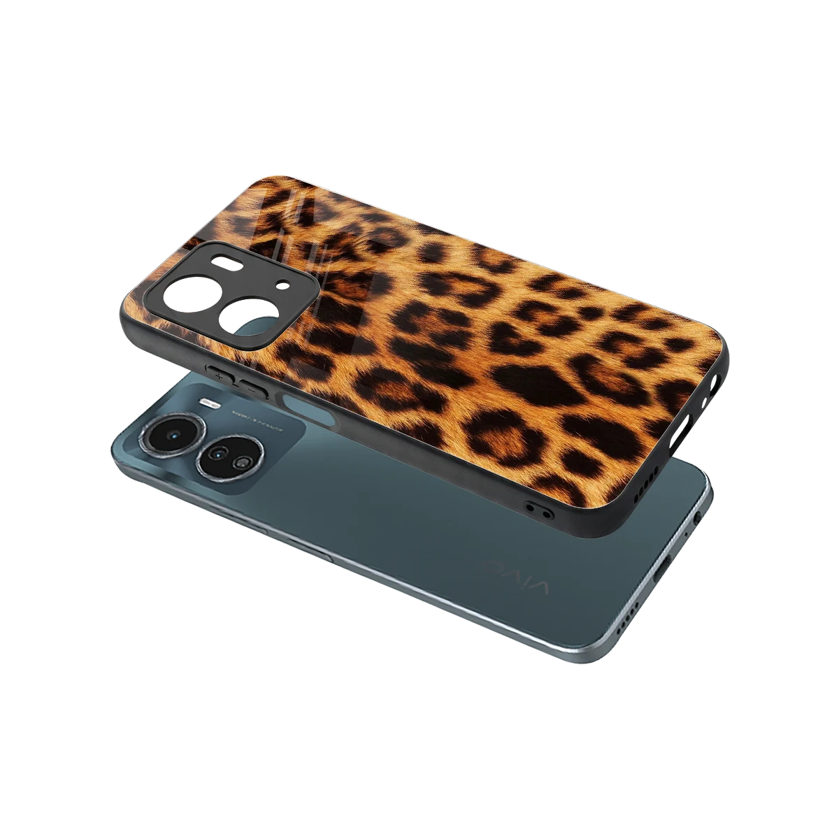 Cheetah Fur sleek vivo y16 cover with tempered glass back and TPU edges