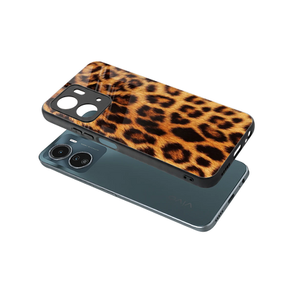 Cheetah Fur sleek vivo y16 cover with tempered glass back and TPU edges