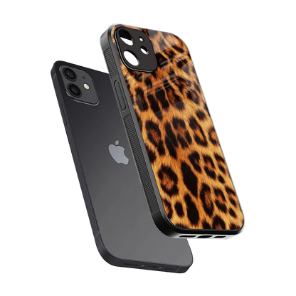 Cheetah Fur sleek iphone 12 cover with tempered glass back and TPU edges