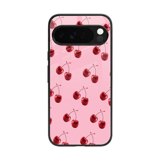 Cherries back phone cover | glass case for google pixel 10 pro xl