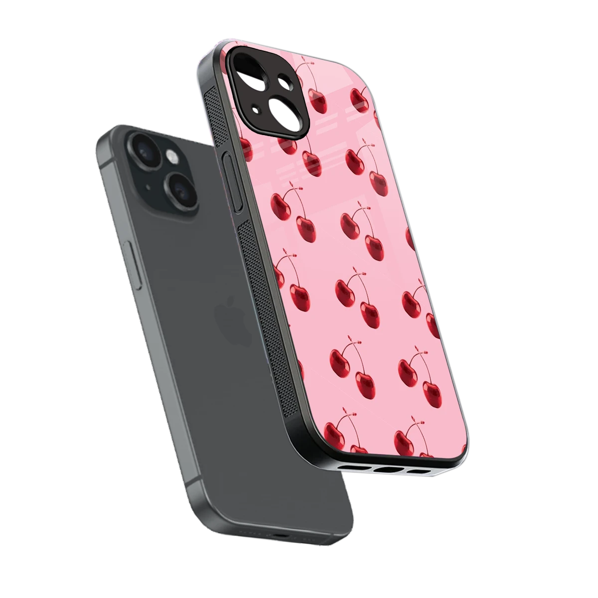 Cherries sleek iphone 13 cover with tempered glass back and TPU edges