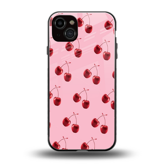 Cherries back phone cover | glass case for iphone 14 plus