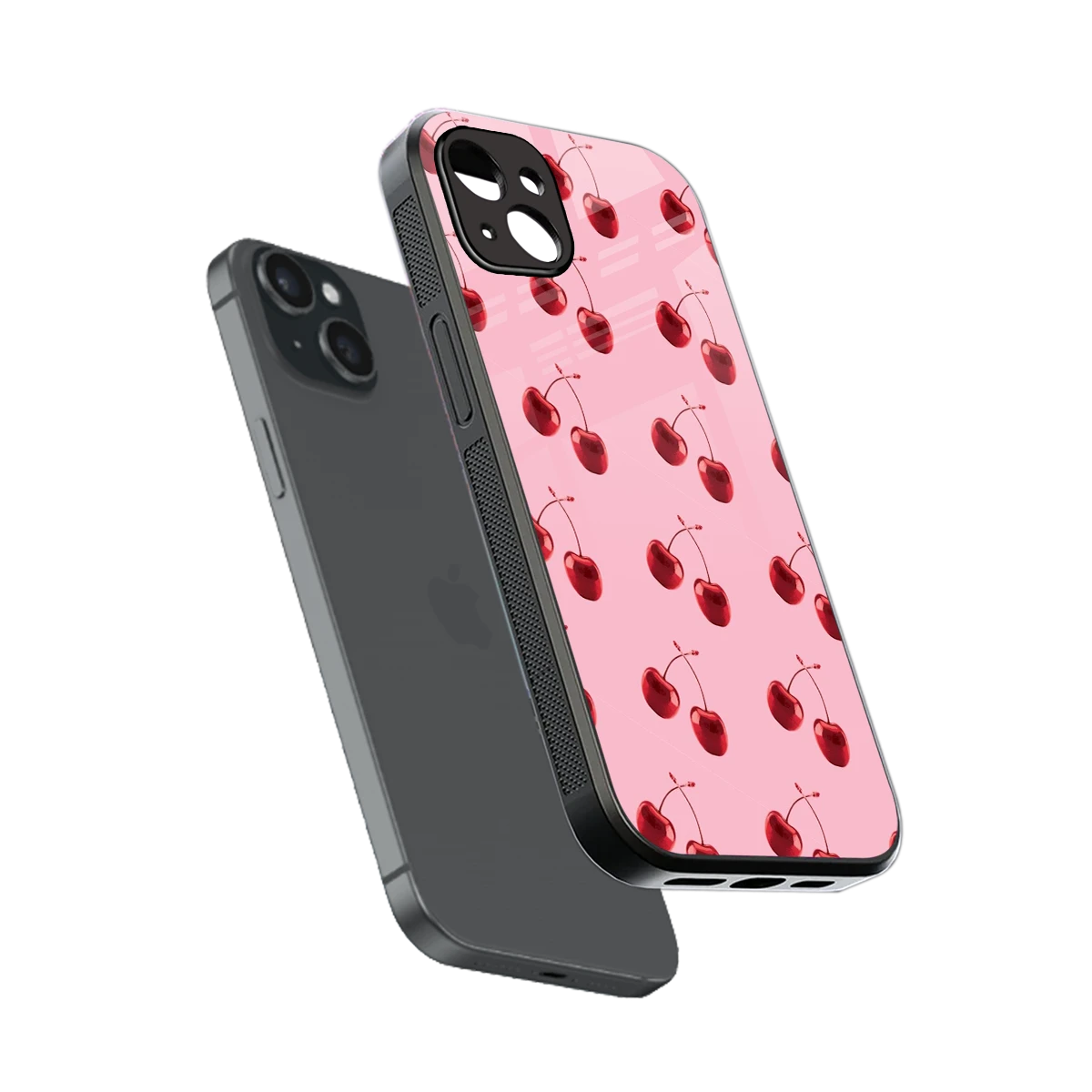Cherries sleek iphone 14 plus cover with tempered glass back and TPU edges