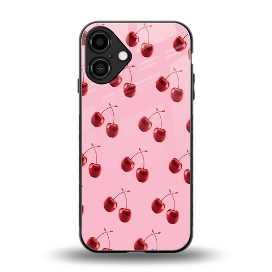 Cherries back phone cover | glass case for iphone 16 plus