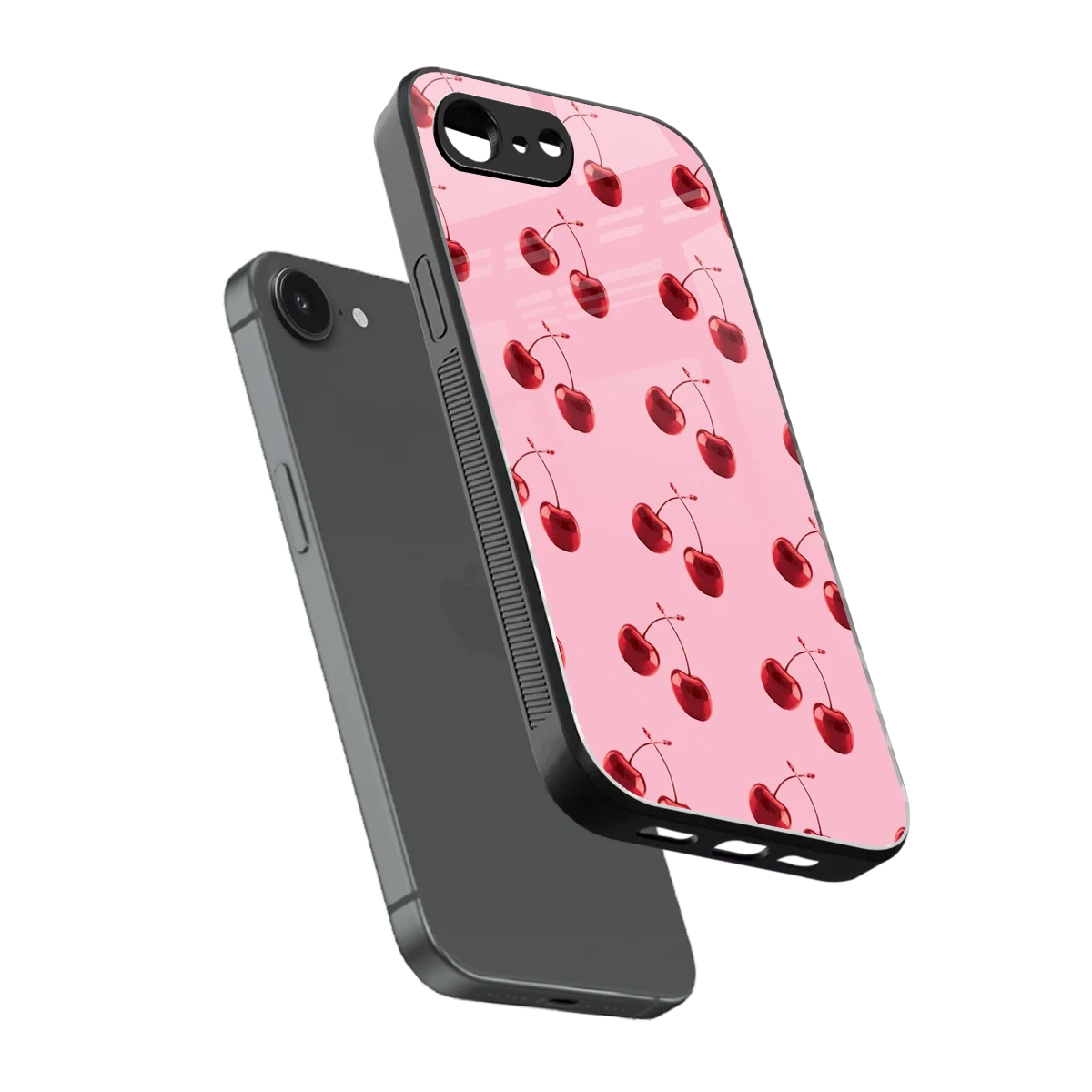 Cherries sleek iphone 16e cover with tempered glass back and TPU edges