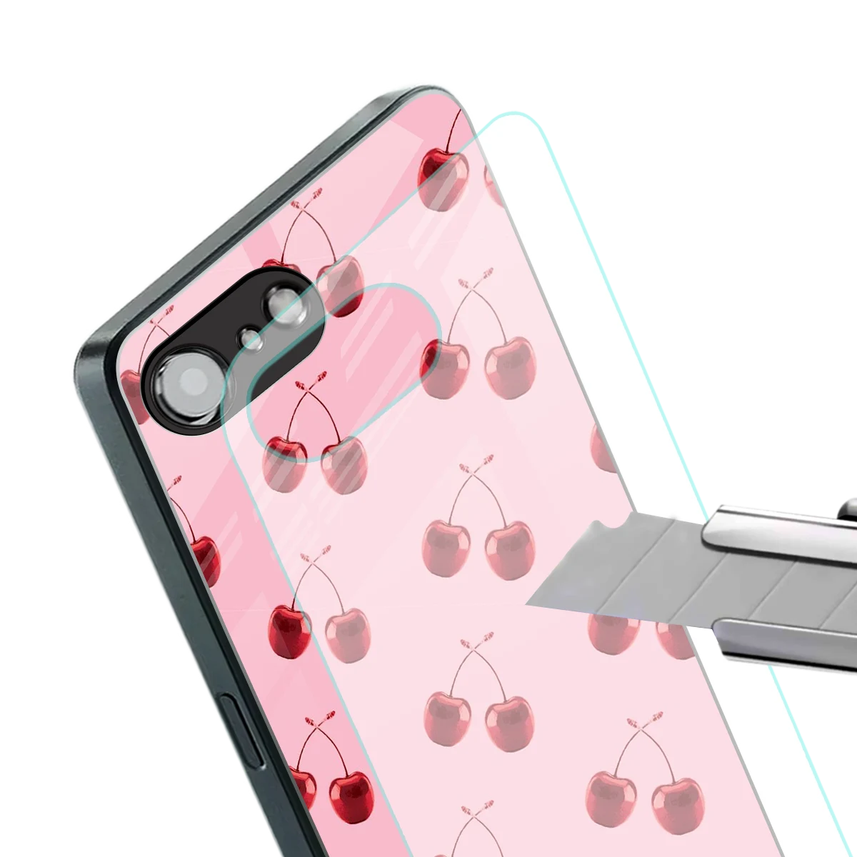 Cherries stylish phone case for iphone 17e | glossy glass and slim fit