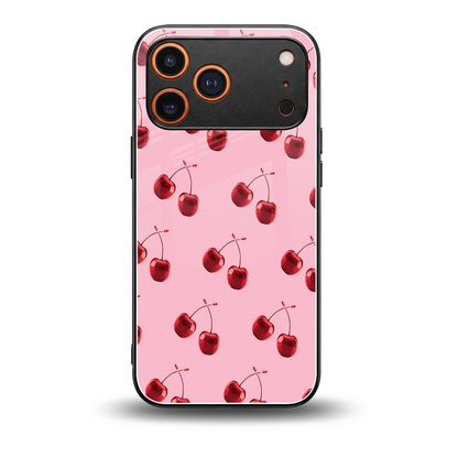 Cherries back phone cover | glass case for iphone 17 pro max