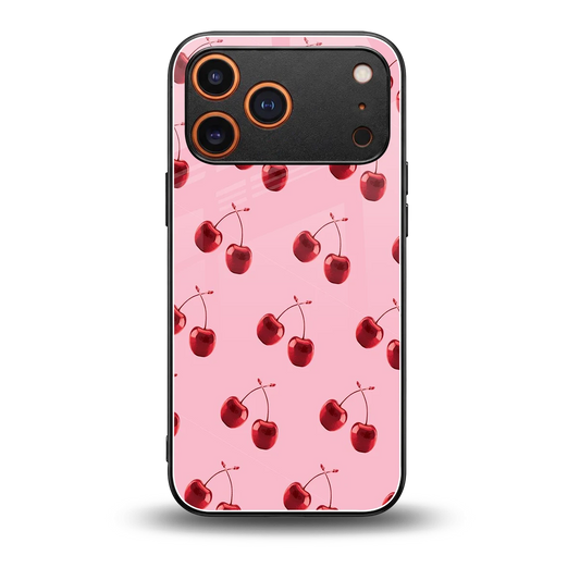 Cherries back phone cover | glass case for iphone 17 pro max