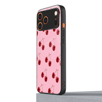 Cherries iphone 17 pro max mobile cover | shockproof glass phone case