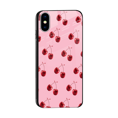Cherries sleek iphone x cover with tempered glass back and TPU edges