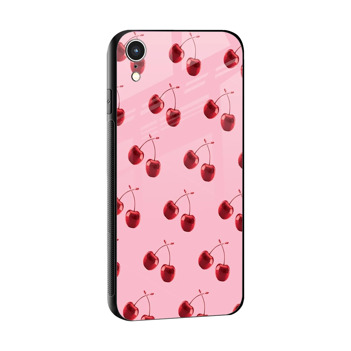 Cherries sleek iphone xr cover with tempered glass back and TPU edges